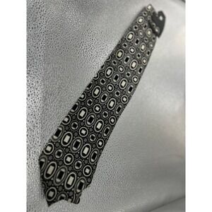 Randy River Mens Geometric‎ Oval Necktie Black Grey White Retro Pattern Tie